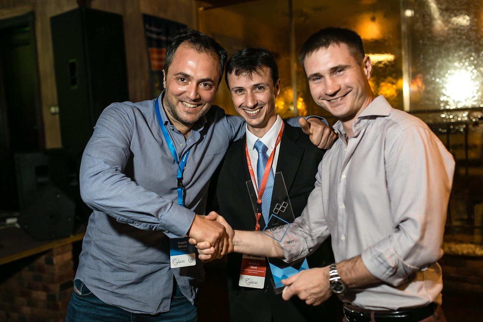 Angelo Mosso, CEO GPS7000, with Esteban Hunt and Aliaksei Schurko