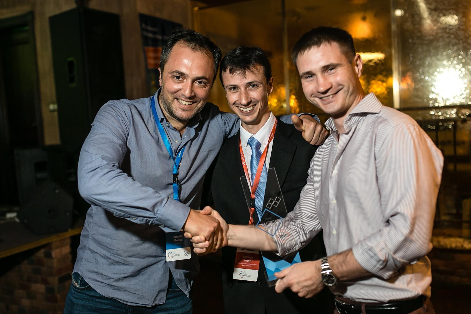 Angelo Mosso, CEO GPS7000, with Esteban Hunt and Aliaksei Schurko